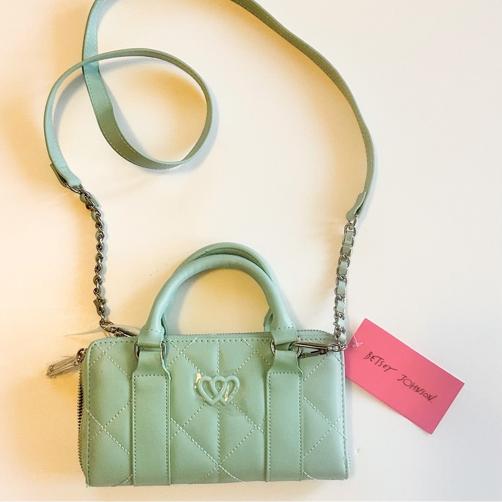 BETSEY JOHNSON Bag‎ Crossbody Wallet - Green Mint XOLAYLA NEW Spring